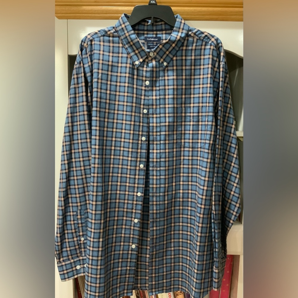 Croft & Barrow Blue and White Plaid Casual Shirt